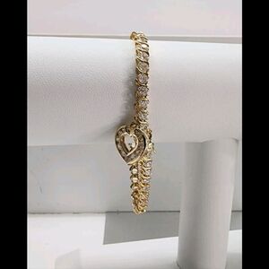 Kate Landy Vintage CZ Gold Tone Tennis Bracelet Size 7